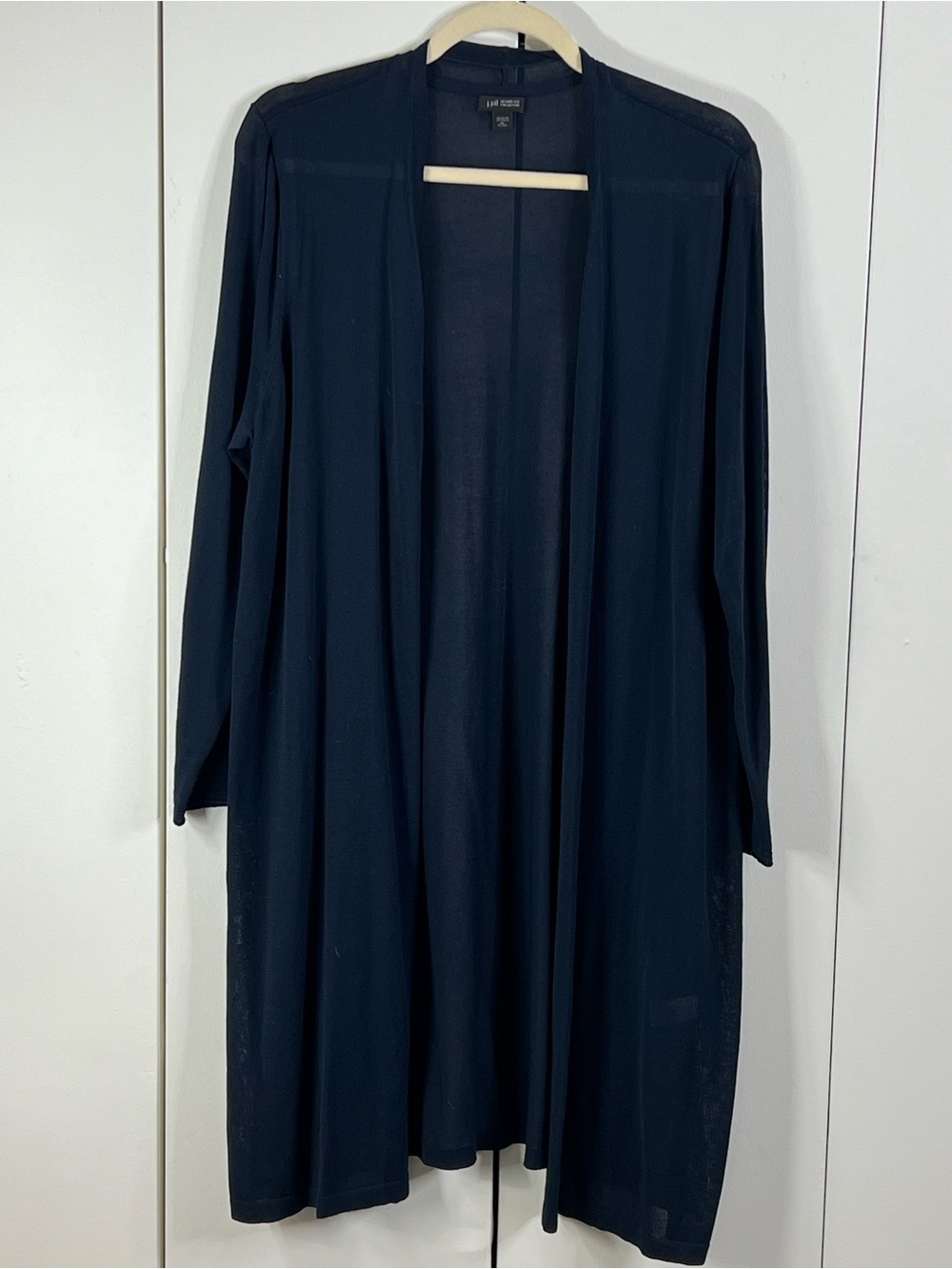 J. Jill Navy Open Front Long Cardigan Women’s Lightweight Duster Sweater Size XL